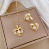 [conjunto] Moda Transfronteiriça Elegante Luxo Cheio de Zircônio Elementos Finos Vento Cobre Microincrustado Brincos Colar conjunto Combinação