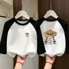 Camiseta Térmica de Forro Polar para Niñas 2026 Otoño/Invierno Nuevo Estilo Estilo Coreano Parche de Dibujos Animados Manga Larga para Niños Medianos y Grandes Top para Niñas