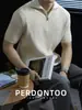 Estilo Lujo Silencioso Old Money~ Camiseta de Punto Acanalado Tridimensional Manga Corta Estilo Verano para Hombre Ligera Transpirable Antibacteriana Top Casual
