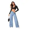 Verano Europeo y Americano para Mujer Jeans Rectos de Pierna Ancha Retro Holgados Versátiles de Cintura Alta Pantalones Largos Holgados en Stock Transfronterizo