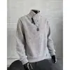 Sudadera casual de chenilla para otoño e invierno, estilo americano, versátil, a rayas, retro, con media cremallera, manga larga, cuello en V y hilo plateado