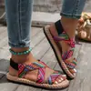 Sandalias Mujer 2026 Primavera Nuevo Plano Estudiante Zapatos Romanos Sandalias de Playa Suela Suave Cruz Talla Grande Zapatos de Mujer