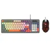 Teclado alámbrico de 98 teclas, tacto mecánico, función multimedia, retroiluminación para juegos, accesorios USB para computadora de oficina