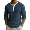 Amazon Y2 Transfronterizo Ropa de hombre europea y americana Estampado digital Camisa POLO Henley casual de manga larga para hombre de dos tonos con 3 botones