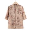 Verão da mãe novo terno elegante camisa calças moda meia-idade verão chinês duas peças estilo nacional top