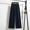 Foto Real de Jeans de Talla Grande con Diseño de Costura Lateral Desplazada al Frente, Pantalones Tipo Banana de Mezclilla Cruda para Mujer, Jeans Sueltos de Pierna Ancha para Primavera y Verano, Pantalones Guadaña de Cintura Alta