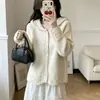 Cárdigan de Ganchillo Hueco con Capucha para Mujer, Estilo Suave de Otoño, Abrigo Suéter Holgado, Top Dulce para Mujeres Menudas