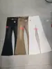 Calça jeans flare de cintura alta off-white para mulheres, novo estilo outono e inverno, calça pantalona justa cáqui, tendência 7179