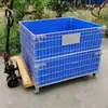 Gaiola de Armazenamento Caixa Dobrável Gaiola de Movimentação Logística Cesta de Ferro Gaiola de Metal Empilhável Dobrável Armazém Logístico Estrutura de Ferro Estável