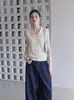 Colete de tricô oco com gola polo off-white estilo francês para mulheres, top fino sem mangas de verão de alta qualidade para figuras petites