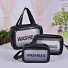 Bolsa de Cosméticos de PVC com Separação Seca e Úmida, Bolsa de Armazenamento de Cosméticos Portátil de Viagem de Grande Capacidade para Mulheres, Necessaire Transparente, Impermeável