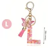 Llavero de moda con letras rosas, lentejuelas de amor, borla de mariposa, llavero, accesorios de colgante de epoxi de cristal para damas