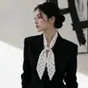 Lenço de Seda com Bolinhas, Estilo Coreano Suave e Elegante, Lenço de Seda Preto com Bolinhas e Colar de Contas, Acessório de Pescoço para Mulheres com Senso de Design