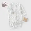 Mameluco de Manga Larga para Bebé, Ropa de Verano Delgada con Aire Acondicionado, Pijama de Verano Transpirable de Algodón Puro para Niños y Niñas, Pelele y Traje para Gatear