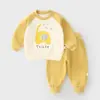 Traje Infantil Manga Longa Casual Roupa de Outono Suéter Infantil Desenho Animado Roupa de Duas Peças Calça de Passeio Calça Suit Novo Estilo