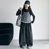Conjunto de dos piezas a rayas estilo coreano para niñas, para primavera y otoño, con un top de imitación en capas y pantalones de pierna curva, un atuendo casual elegante y moderno para 2026