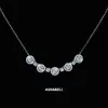 Colar de moissanite D color, colar com sete sorrisos de princesa, corrente de clavícula em prata esterlina 925, pingente de 1 quilate, alto sentido, fronteira cruzada