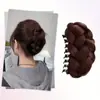 Peluca de coleta sintética resistente al calor para mujer - Con moño clip-in y estilo trenza, Aumenta instantáneamente el volumen del cabello corto, Bajo mantenimiento, Adecuada para uso diario, Navidad y otras fiestas navideñas