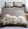 Ropa de cama Amazon transfronteriza de tres piezas impresión digital 3D animal gato perro sábana funda de edredón venta al por mayor de fábrica