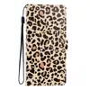 Adequado para capa de couro Redmi 15A, capa protetora carteira com porta-cartão estampa de leopardo pintada em desenho animado Honor X8D, MOTO G67