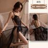 Night Dream lingerie sexy renda sexy uniforme com fenda alta no peito camisola de gaze sedutora vestido longo