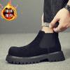 Zapatos de Hombre Otoño Nuevos Zapatos Derby con Piel Zapatos de Cuero Genuino Suela Gruesa Ligeros Zapatos de Caña Alta de Moda Casual Botas Martin para Hombre