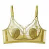 Sexy Bustier Cruzado de Encaje Floral Conejo Oreja Sandwich Sujetador Hierba de Resurrección Forro Transpirable Lencería de Moda