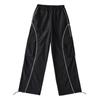 Pantalones de baile jazz estilo urbano europeo y americano con múltiples bolsillos y cintura elástica, holgados e informales, con cordón ajustable en las piernas para mujer.