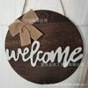 Placa Redonda para Puerta Bienvenida Placa de Madera Casa de Campo Puerta Principal Placa Bienvenida Placa de Madera Bienvenida Estilo Pastoral Hogar Decorativa Puerta