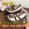 Zapatos Mary Jane de plataforma de cuero con encaje Lolita para mujer, primavera 2025, con lazo y combinables.