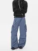 Pantalones de trabajo retro unisex estilo americano de alta gama, con un moderno diseño multibolsillos, corte holgado, pierna ancha y estilo casual para hombre