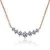 Collar de moissanita de color D con siete princesas sonrientes, cadena de clavícula de plata esterlina S925, colgante de 1 quilate con borde cruzado de alta calidad.