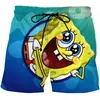 Shorts Bob Esponja estampa digital 3D shorts de verão calça de praia unissex casual e-commerce transfronteiriço 202626