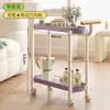 Carrinho Mesa Lateral Móvel Estilo Creme com Rodas Prateleira de Armazenamento Mesa de Cabeceira para Quarto Mini Mesa de Centro para Sala de Estar Prateleira de Armazenamento
