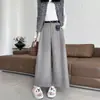 Foto real estilo coreano outono e inverno calça reta casual engrossada TR escovada de perna larga 2026 novo estilo outono e inverno calça cropped feminina