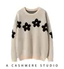 Nuevo Suéter de Punto de Cachemira para Mujer Otoño e Invierno 2026 con Diseño Floral Jacquard, Diseño Único, Cuello Redondo, Efecto Adelgazante