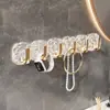 Ganchos de Fila Multifuncionales Sin Taladro Lujo Ligero Colgador de Almacenamiento sin Clavos Detrás de la Puerta Textura de Glaciar Seis Ganchos Adhesivos Galvanizados