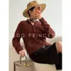 Loja Oficial Dan Nong de Xangai / Toque de Luxo Gola Alta Meia-Alta Macio Fofo Lã Merino Caxemira Seda Tricô Escovado Cardigan Feminino
