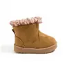 Botines cortos de estilo coreano para niña con decoración de lazo, nuevo modelo invierno 2026, botas cálidas de algodón de imitación de piel de cordero, botas de nieve para niños