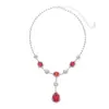 Collar con Colgante de Diamante Ovalado Forma de Gota de Agua Retro Moda de Lujo Accesible Europea y Americana Elegante de Gama Alta Estilo de Nicho