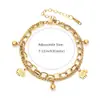 Pulseira Feminina Nova 2024 Que Não Desbota, Pulseira de Empilhar Coração de Amor de Verão, Pulseira de Corrente Dupla de Aço Titânio Elegante e Personalizada