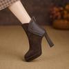 Botas de Moda para Mujer de Piel Suave Estilo Nuevo Invierno 2026, Botines Cómodos de Punta Redonda con Tacón Alto, Botas Individuales Impermeables de Plataforma con Suela Gruesa y Tacón Grueso