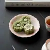 Rosa degradê material empilhado pintado à mão flores pequenas bocal de flor de cerâmica suporte para vaso pequena bandeja base para gaiwan bandeja de chá prato para lanche de chá prato