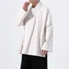 Nuevo Hanfu para Hombre de Estilo Chino con Cuello Cruzado, Ropa de Té Inspirada en el Zen de Estilo Ming con Cuello a la Derecha, Cordones, Algodón y Lino, Manga Larga, Corteholgado, Top
