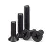 Tornillos de Cabeza Avellanada Cruzada de Acero Inoxidable 304 Negros Pernos de Cabeza Plana Tornillos de Máquina de Rosca Fina Tornillos Pequeños M2.5M3M4M5M6M8