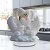Estatua de Cisne Blanco Corazón de Venta Caliente Transfronteriza para el Día de San Valentín Adornos Planos Acrílicos 2D Impresión a Color Decoración de Escritorio