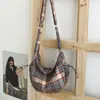 Bolso de Lana a Cuadros Estilo Dumpling Otoño e Invierno Estilo Japonés Ins Retro de Felpa Bolso Cruzado Casual para Chica Bolso de Hombro para Viajes