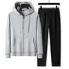 Conjunto de Sudadera de Algodón para Hombres y Mujeres, Traje Deportivo Casual, Conjunto de Dos Piezas con Sudadera con Cremallera, Corte Holgado, Tallas Grandes