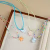 Collar de Cuentas de Semilla Coloridas Hecho a Mano de Venta Caliente Transfronteriza con Colgante de Oso en Degradado, Gargantilla Versátil de Diseño de Nicho para Mujeres