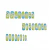 Dicas de Ponta de Unha Longa Borboleta com Gradiente Azul-Verde, Unhas Postiças, Dicas de Nail Art Atacado, Certificação Eu Reach